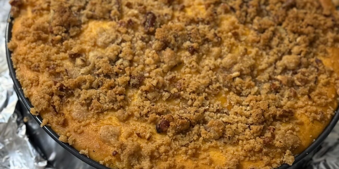Sweet Potato Cheesecake fresh out of the oven